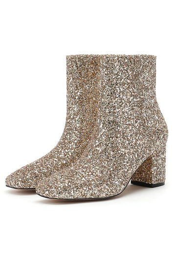 Botas de moda para mujer con lentejuelas doradas brillantes